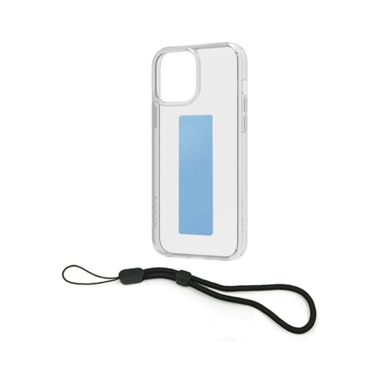 TRANSPARENT SILICON CASE WITH MULTIFUNCTION BLUE STRAP FOR APPLE IPHONE 13 PRO MAX